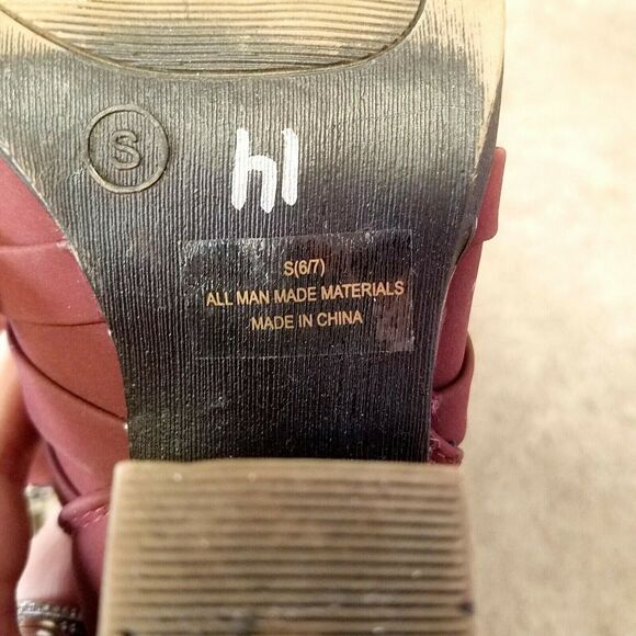 ETC Womens Size 6/7 Red Strappy 3.5" Heel Ankle Boot Booties - Picture 9 of 10